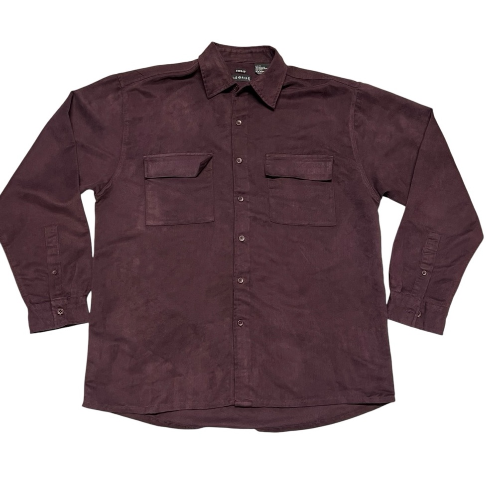 George - Men’s Suede Button Down Shirt Sz. LG - Picture 1 of 3